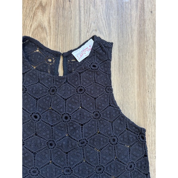 Forever Link Tops - Vtg Y2K Black Crochet Top Sz S Whimsy Goth Fairy Crochet Hippie Tank Cami USA